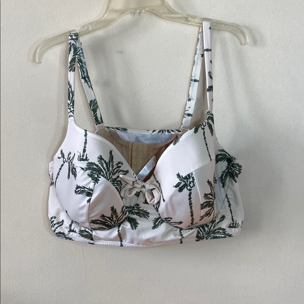 Cacique Swim Palm Print Underwire Bikini Swim Top 44DDD Tropical Plus Summer